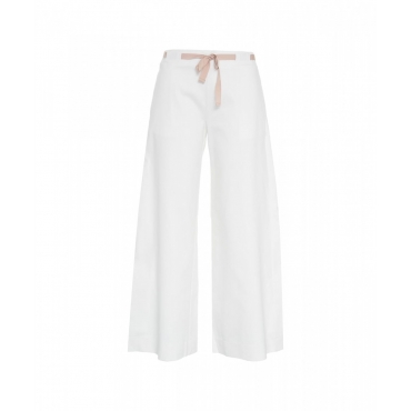 Pantaloni flared con coulisse bianco