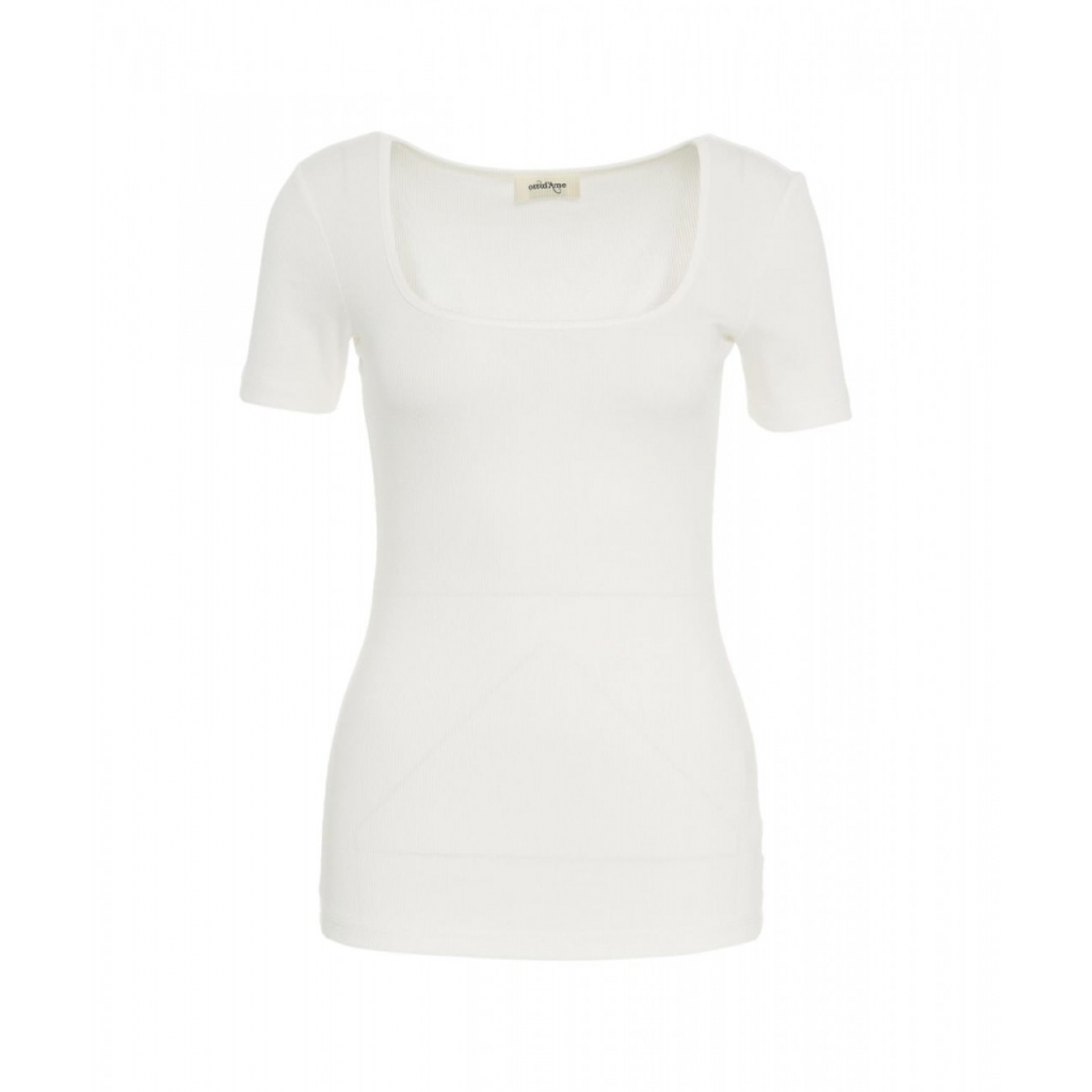 T-shirt a coste bianco