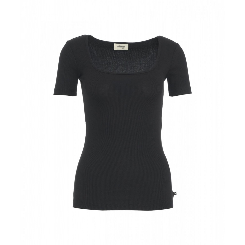 T-shirt a coste nero