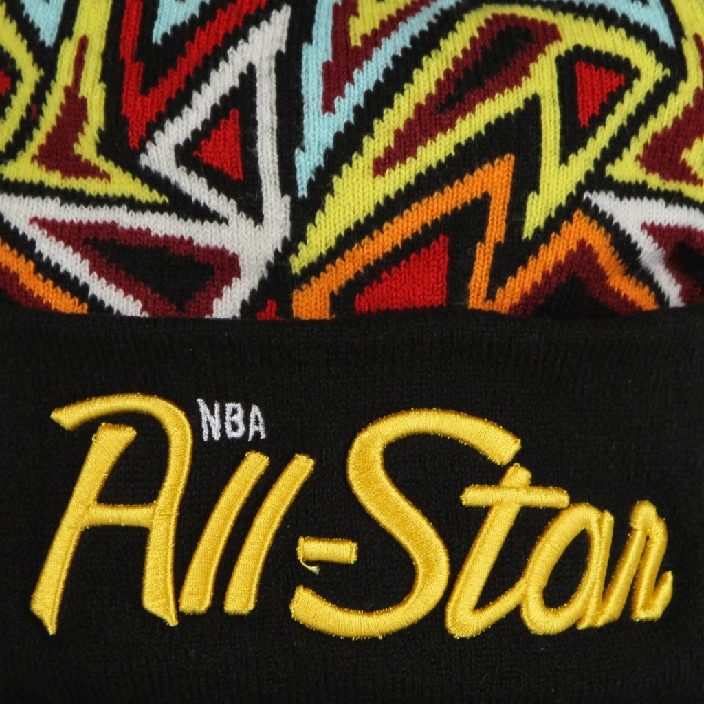 cappello pom pom uomo nba knit all star game pattern d1 BLACK