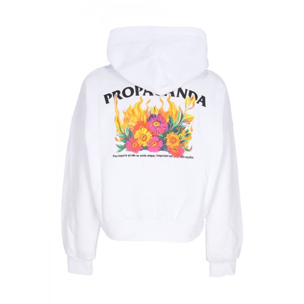 felpa cappuccio corta donna w pyromantics croptop hoodie WHITE