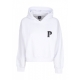 felpa cappuccio corta donna w pyromantics croptop hoodie WHITE