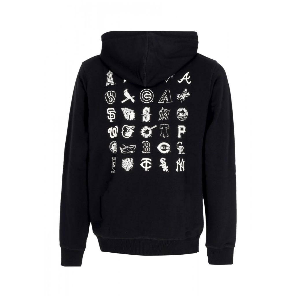 felpa leggera cappuccio uomo mlb backer burnside multi team hoodie JET BLACK