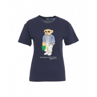 T-shirt con stampa blu scuro