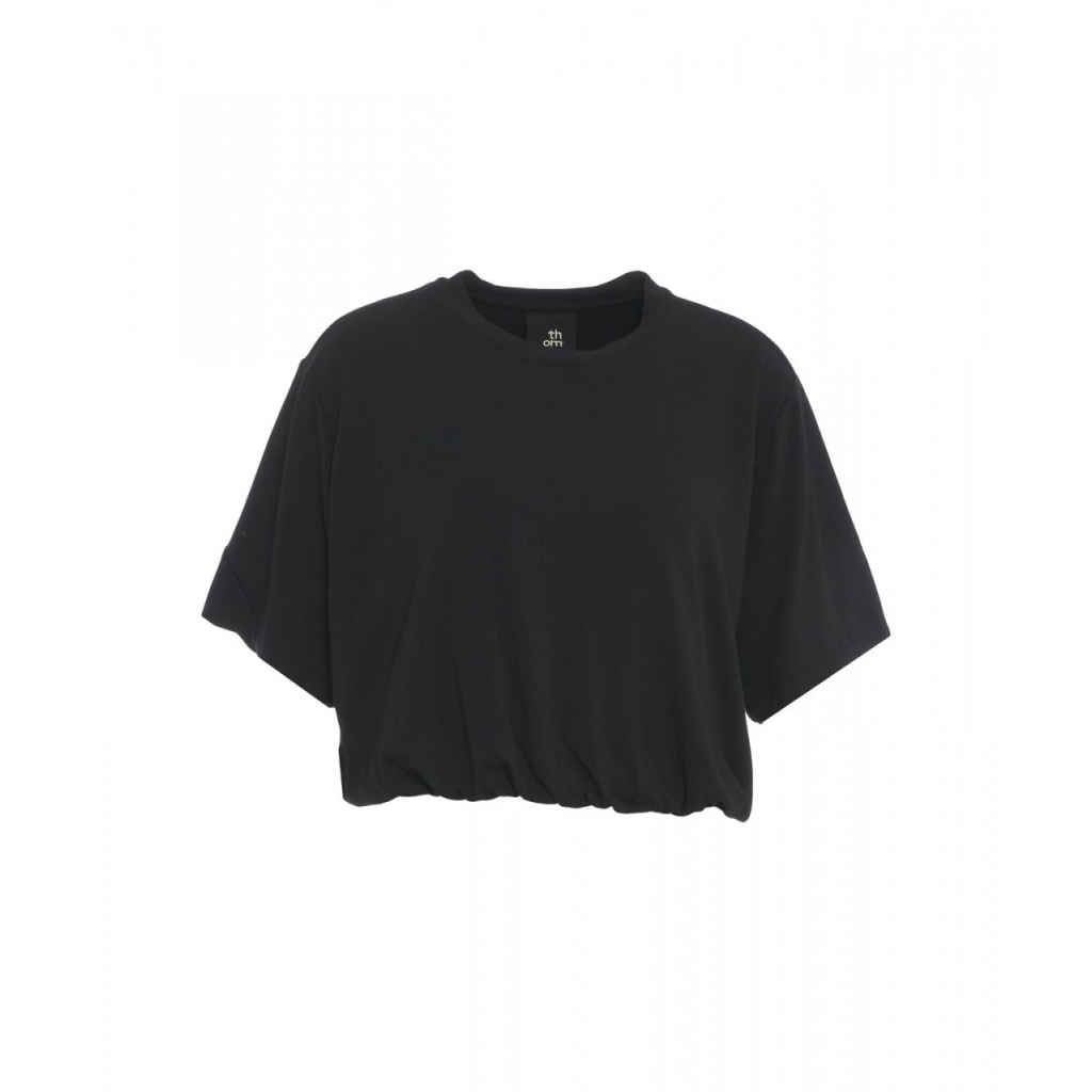 T-shirt con orlo arricciato nero