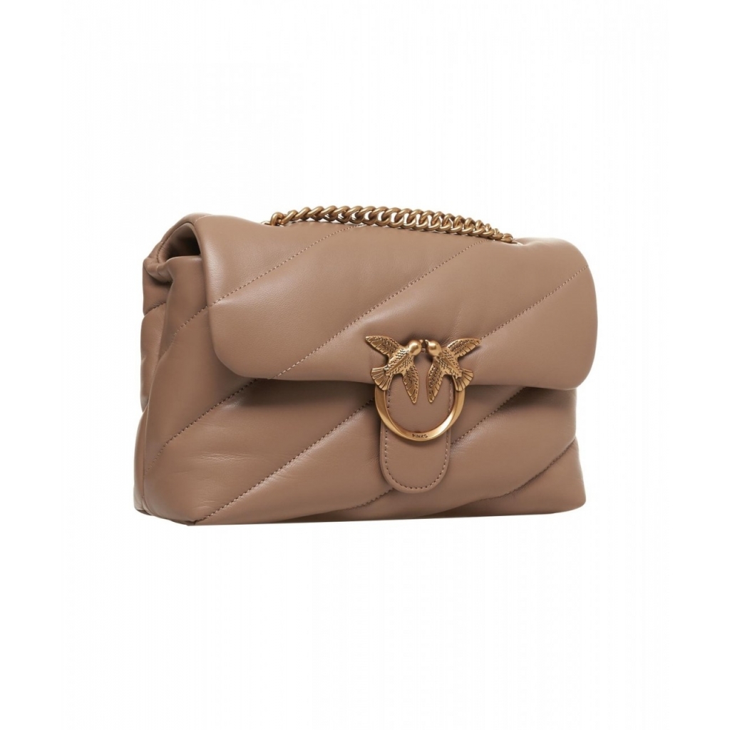 Borsa a spalla trapuntata Classic Love Bag marrone chiaro