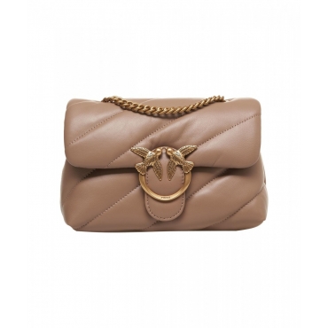 Borsa a tracolla in pelle Mini Love Puff marrone chiaro