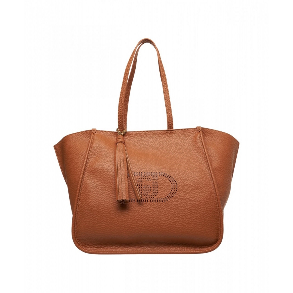 Shopper con logo marrone chiaro