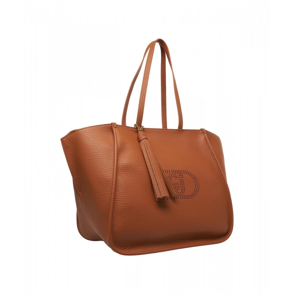 Shopper con logo marrone chiaro