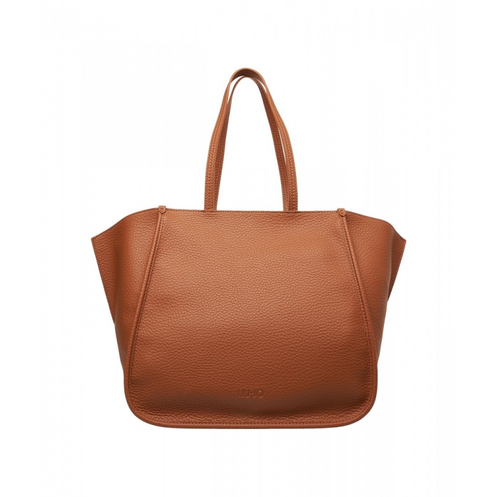 Shopper con logo marrone chiaro