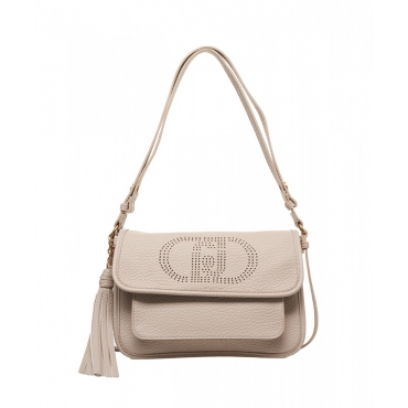 Borsa a spalla con Logo beige