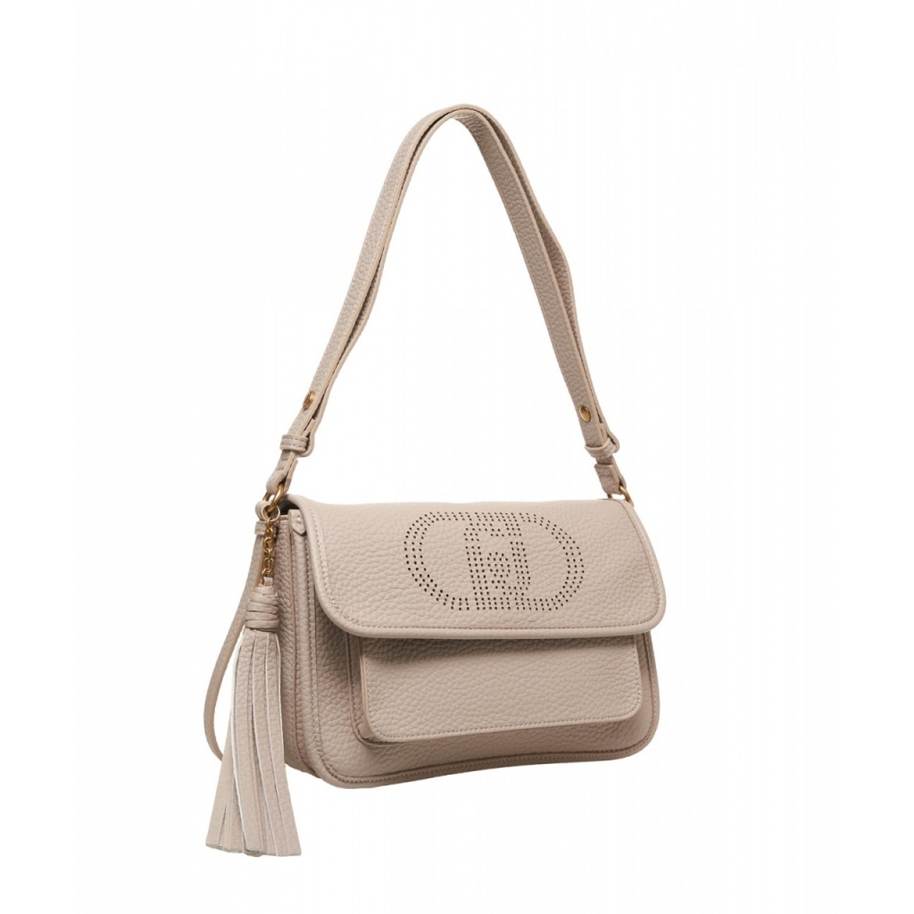 Borsa a spalla con Logo beige