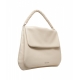 Schultertasche aus genarbtem Leder Creme