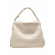 Schultertasche aus genarbtem Leder Creme