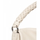 Schultertasche aus genarbtem Leder Creme