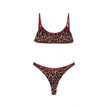 Bikini mit Animalprint Dunkelbraun