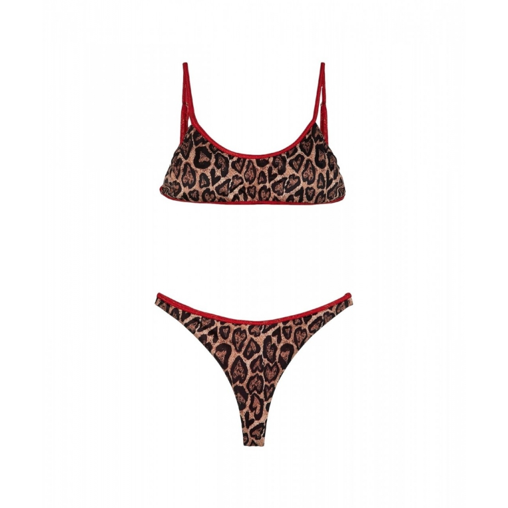 Bikini mit Animalprint Dunkelbraun