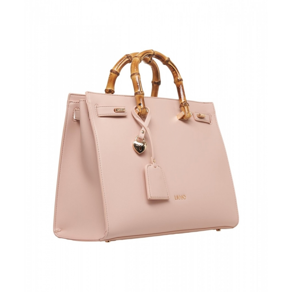 Borsa a mano con Charm rosa antico