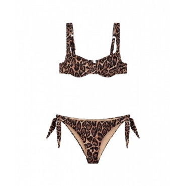 Bikini con stampa animalier marrone