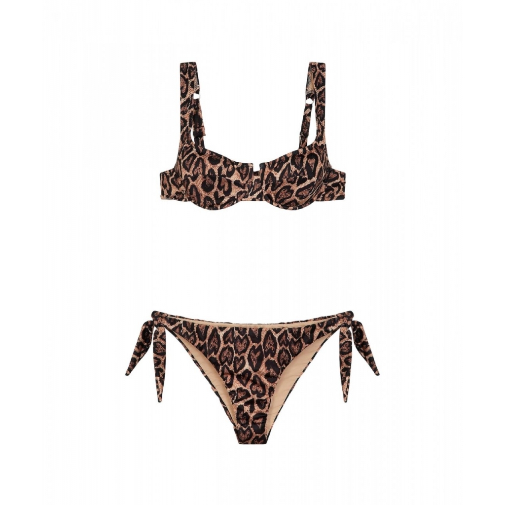 Bikini con stampa animalier marrone