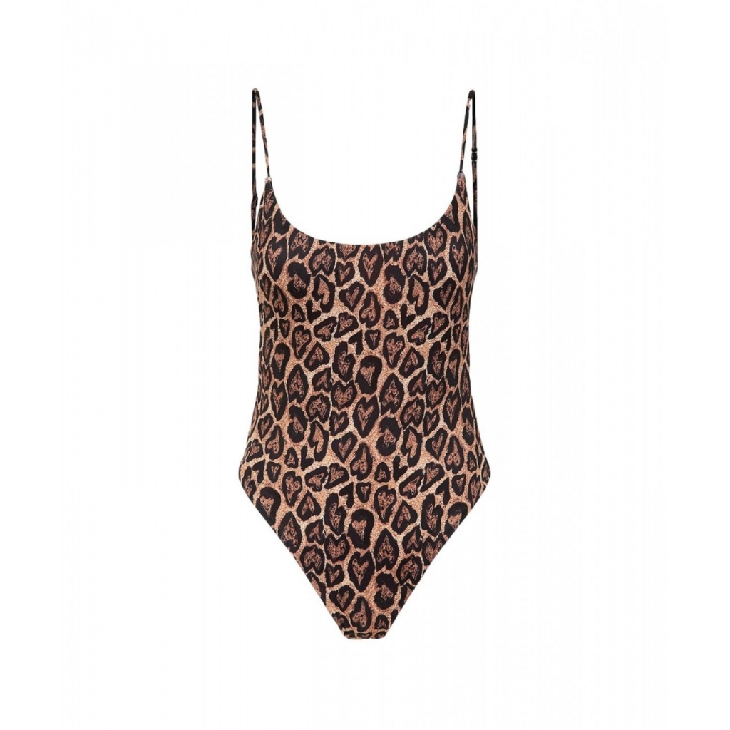 Costume intero con stampa animalier marrone