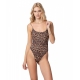 Costume intero con stampa animalier marrone