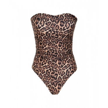 Costume intero in stampa animalier marrone