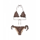 Bikini con stampa animalier marrone