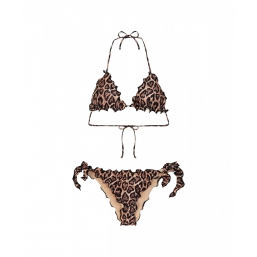 Bikini con stampa animalier marrone