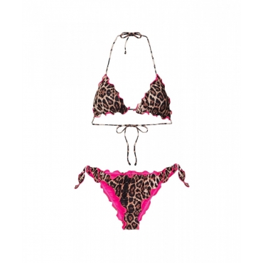 Bikini con stampa animalier marrone