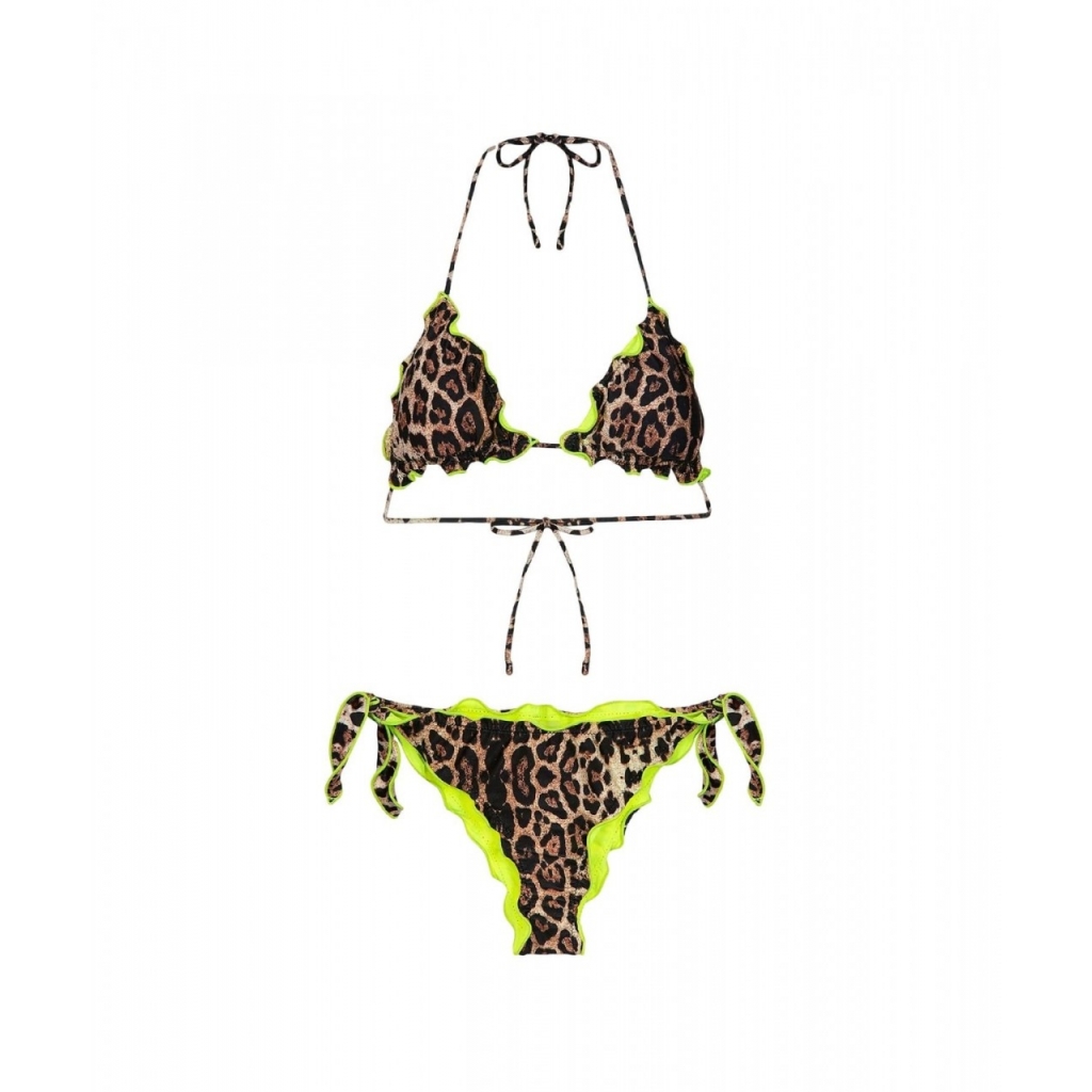 Bikini con stampa animalier marrone