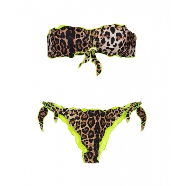 Bikini con stampa animalier marrone