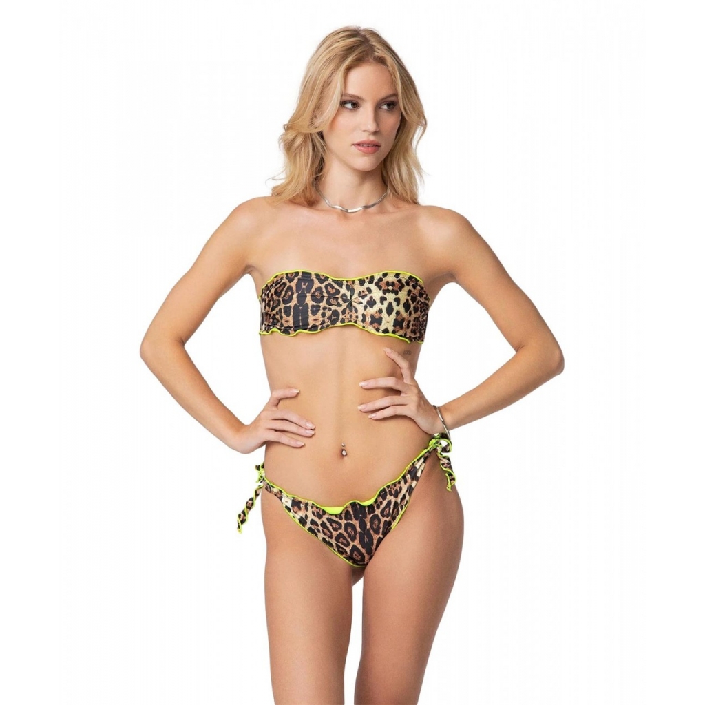 Bikini con stampa animalier marrone