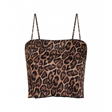 Top in stampa animalier marrone