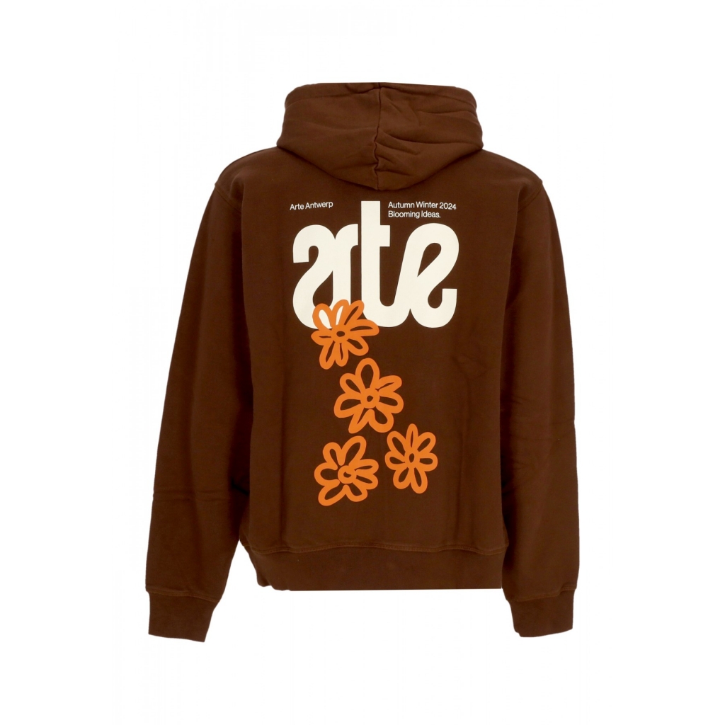 felpa leggera cappuccio uomo blooming ideas hoodie BROWN