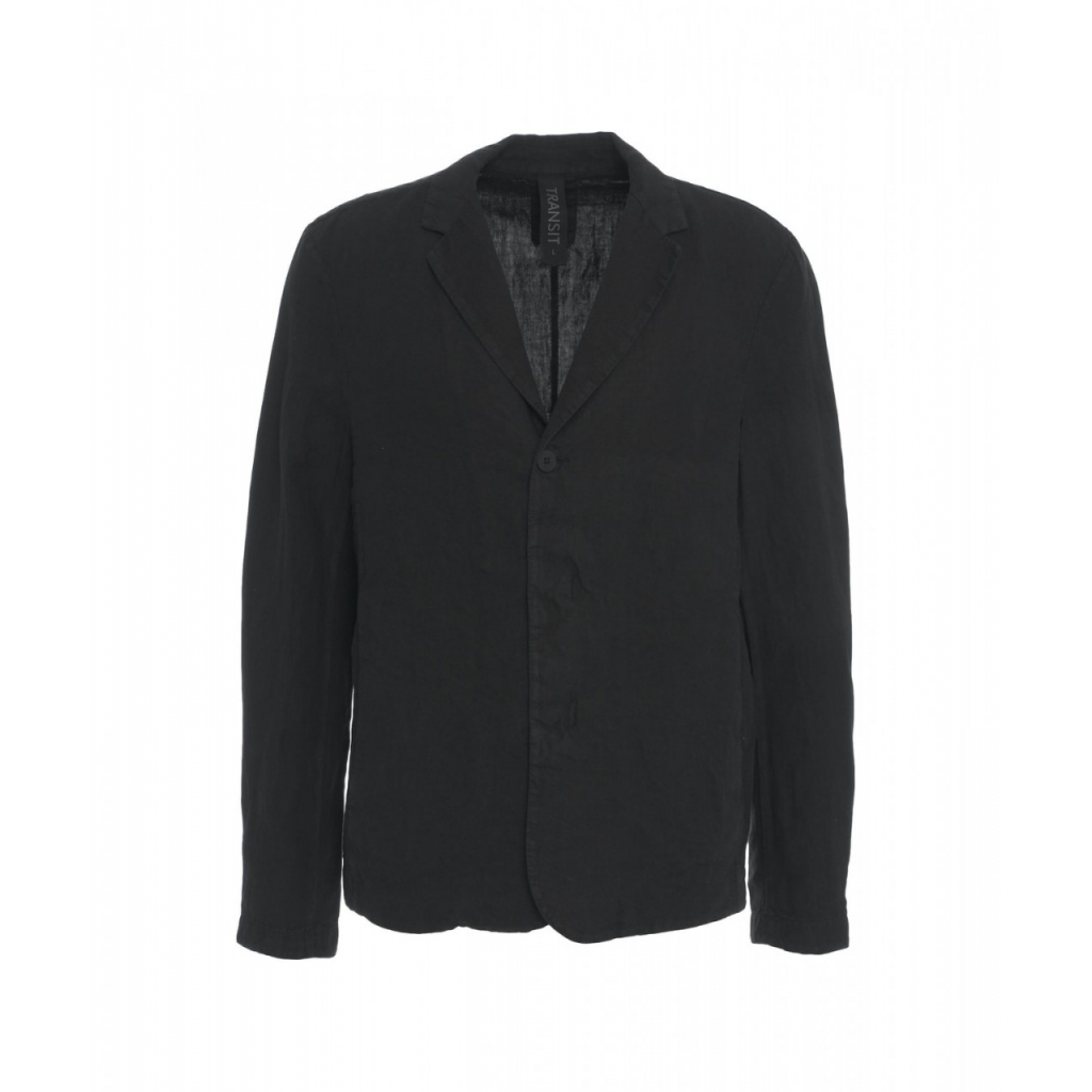 Blazer monopetto in lino nero