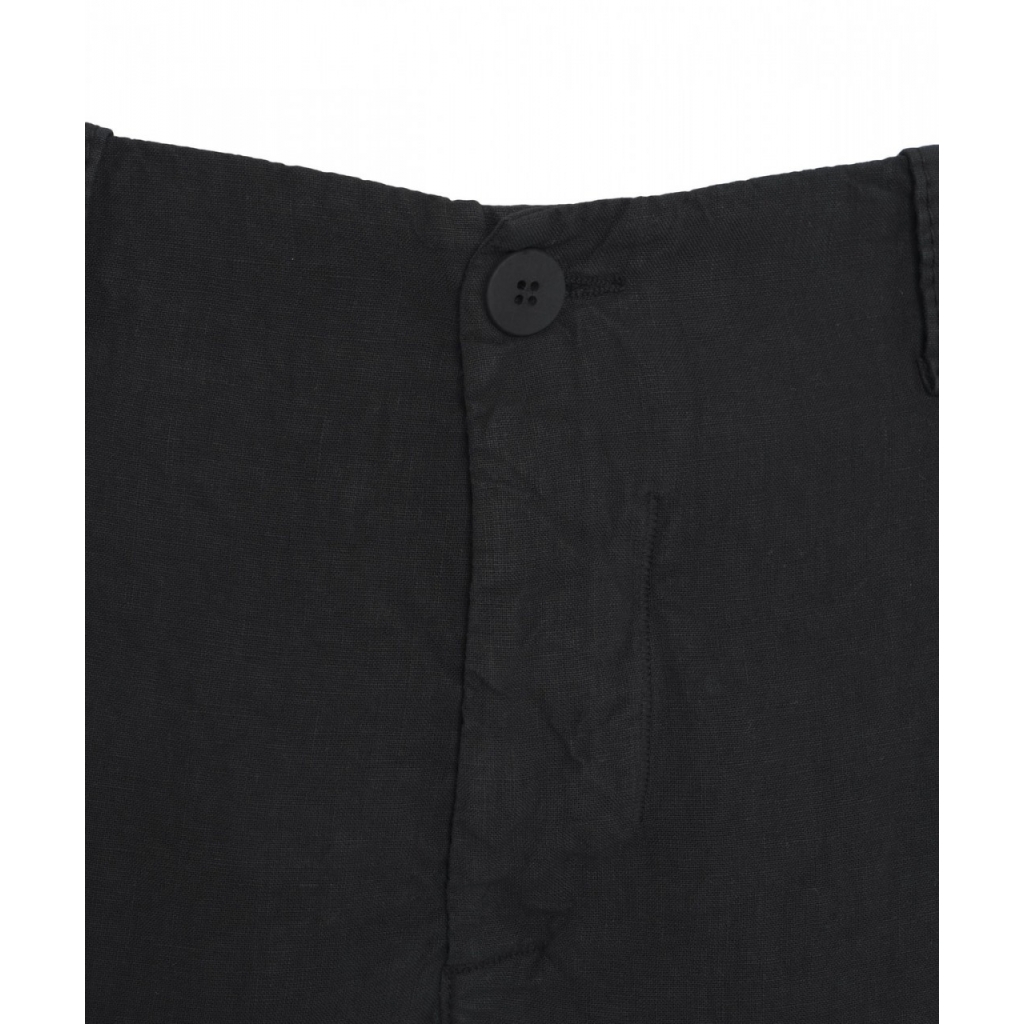 Pantaloni wide leg in lino nero