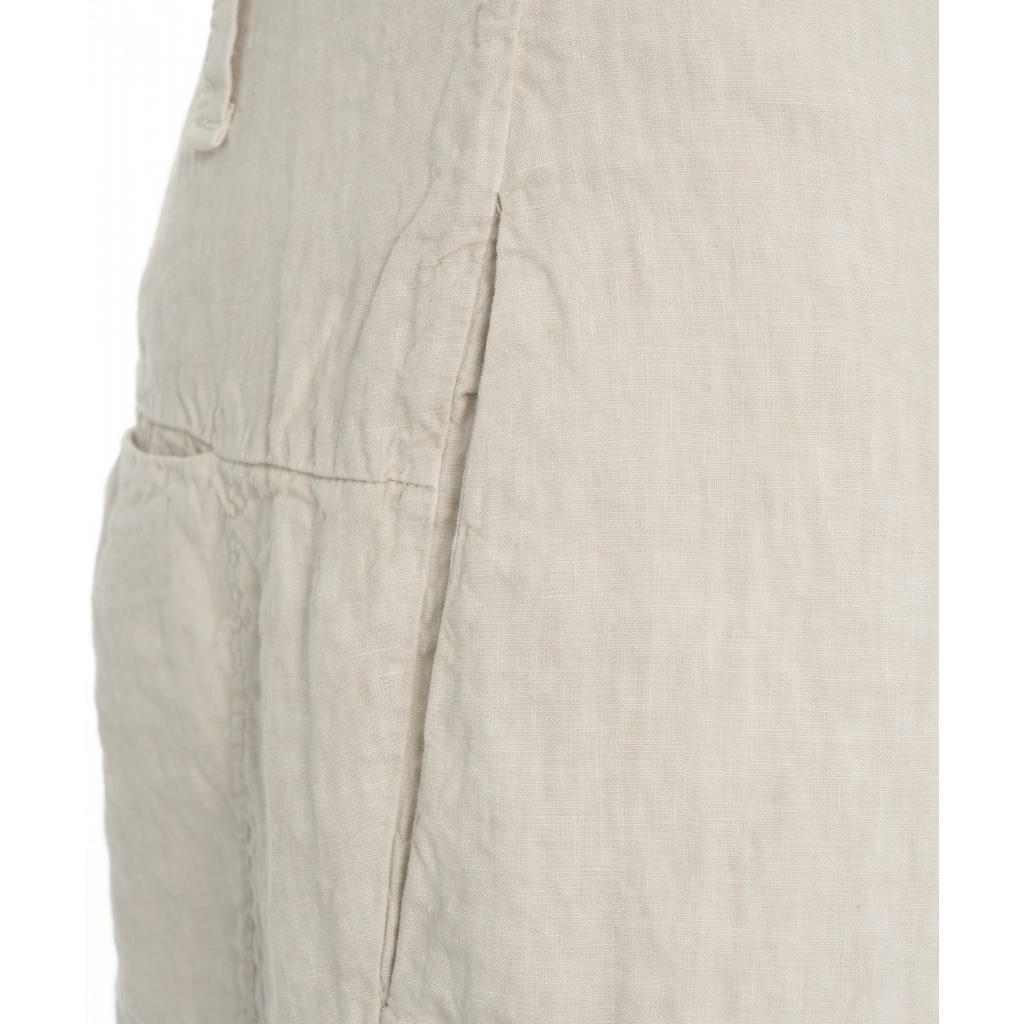 Pantaloni wide leg in lino beige