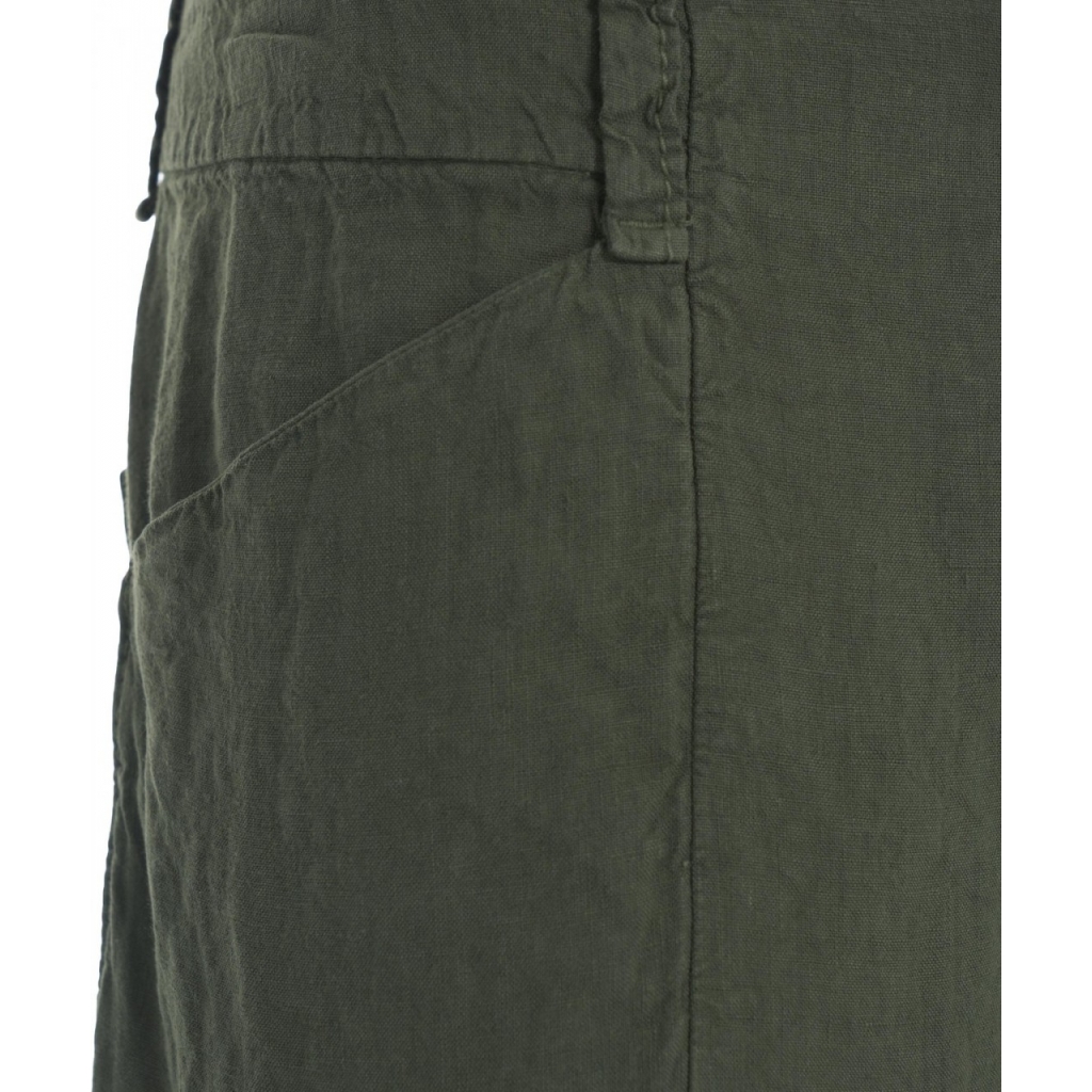 Pantaloni wide leg in lino verde