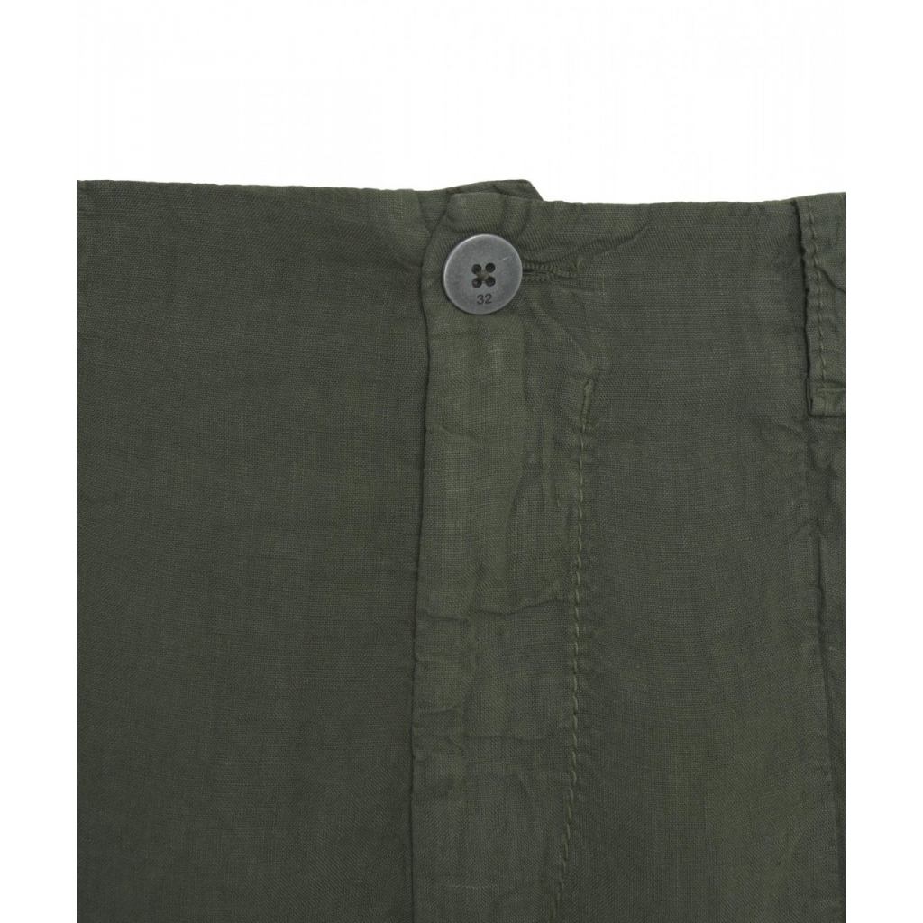 Pantaloni wide leg in lino verde