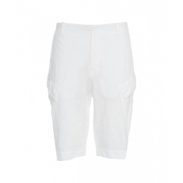 Pantaloncini cargo in lino bianco