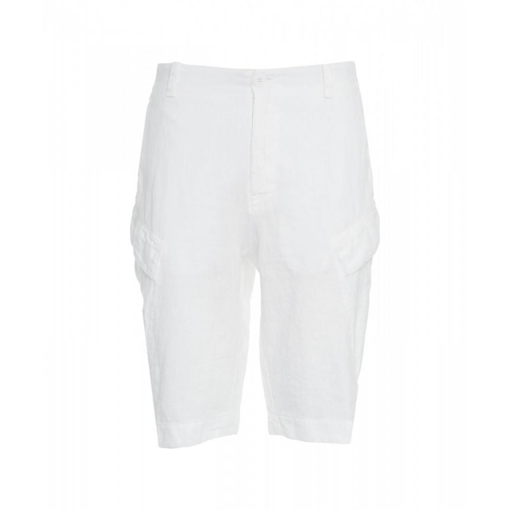 Pantaloncini cargo in lino bianco