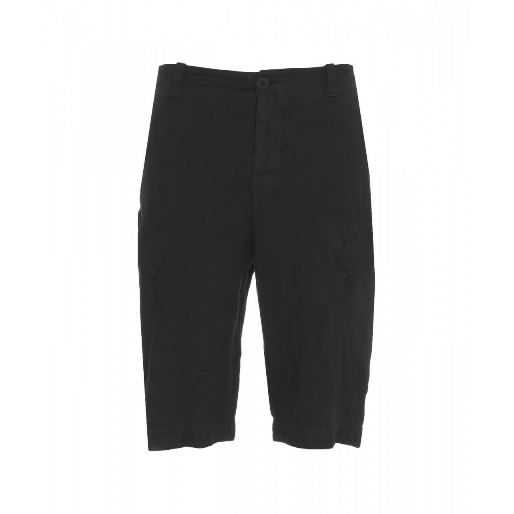 Pantaloncini cargo in lino nero