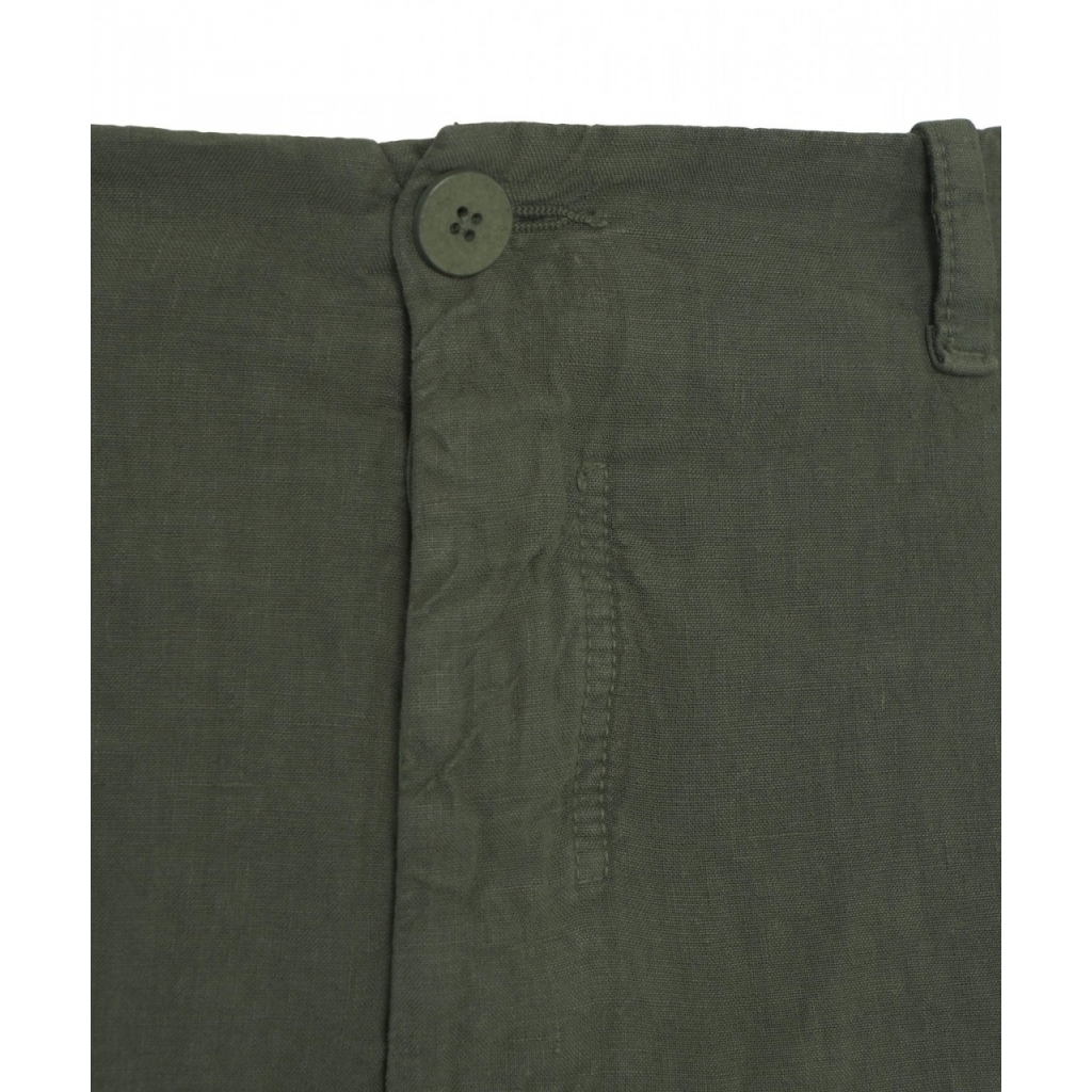 Pantaloncini cargo in lino verde