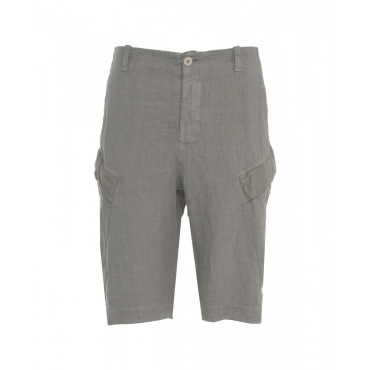 Pantaloncini cargo in lino grigio