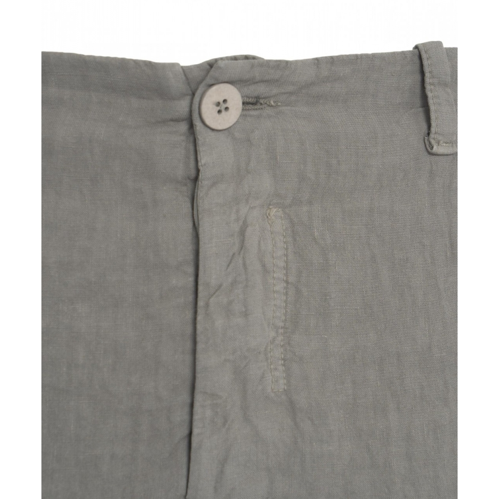 Pantaloncini cargo in lino grigio