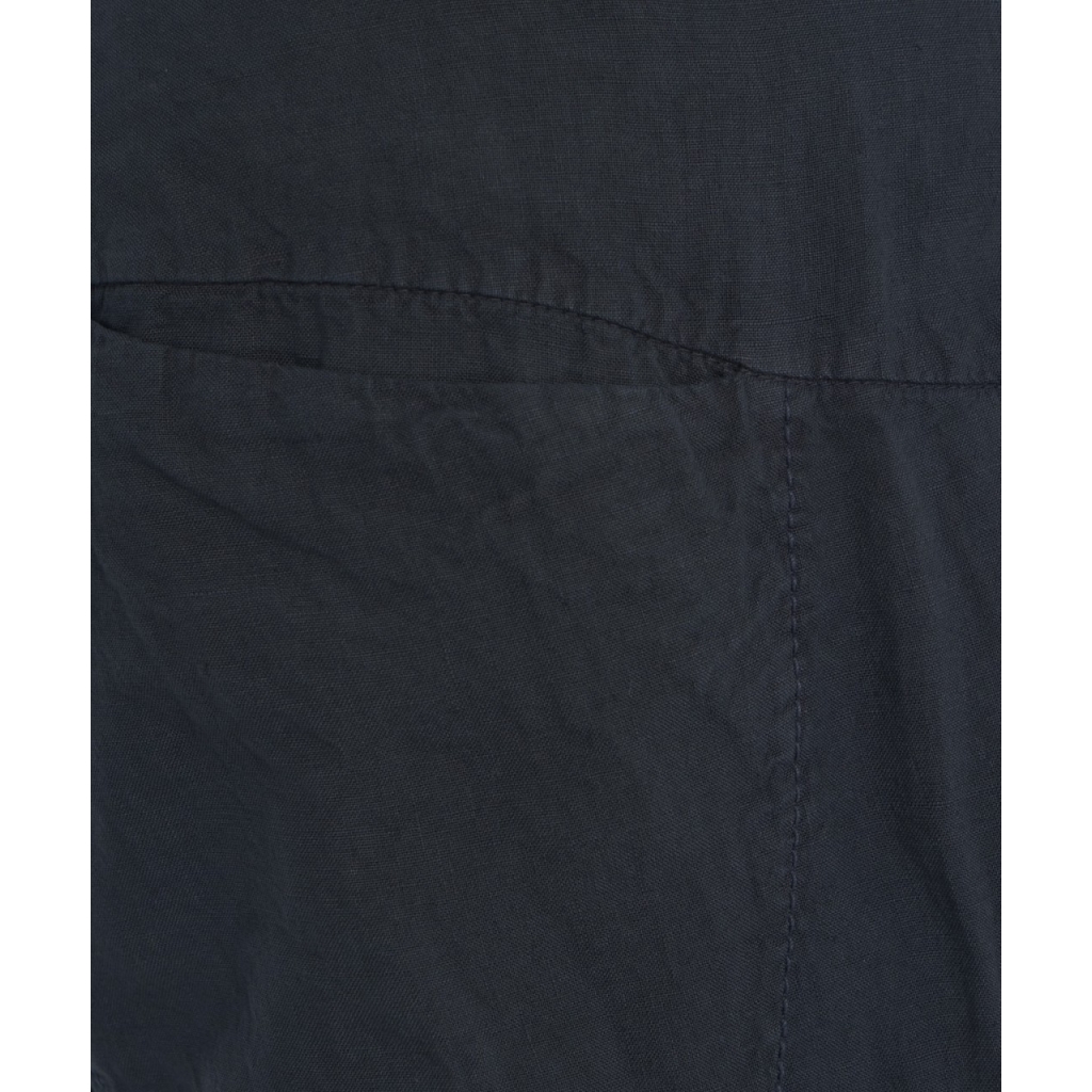 Pantaloni wide leg in lino blu scuro