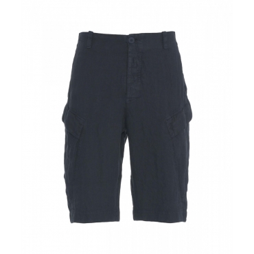 Pantaloncini cargo in lino blu scuro