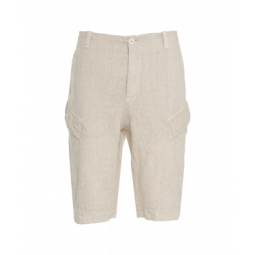 Pantaloncini cargo in lino beige