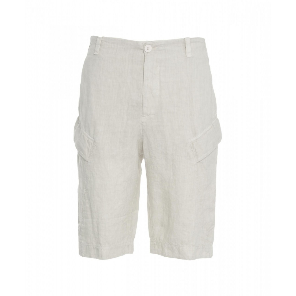 Pantaloncini cargo in lino grigio chiaro